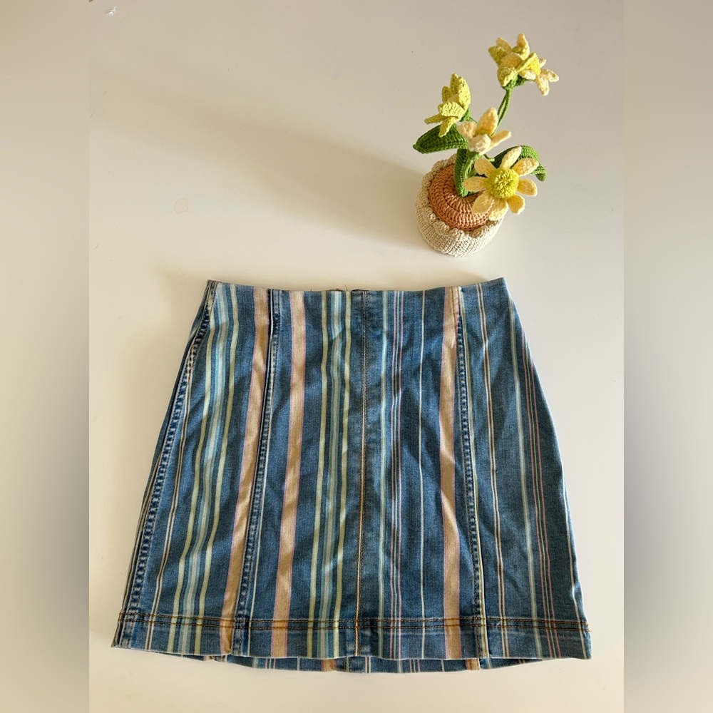Striped Denim Skirt